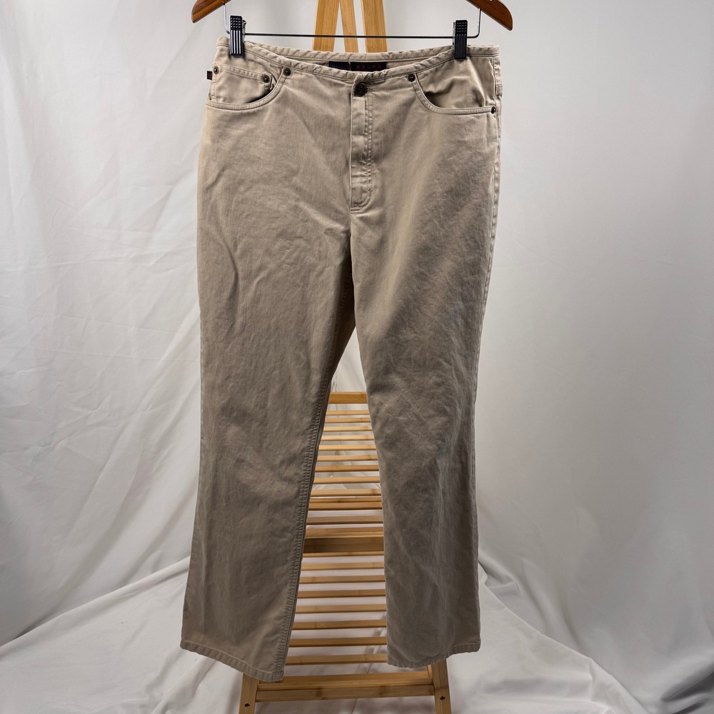 Ralph Lauren Plaid Label Vintage Pants Women 10 Beige Straight Leg Cotton Twill